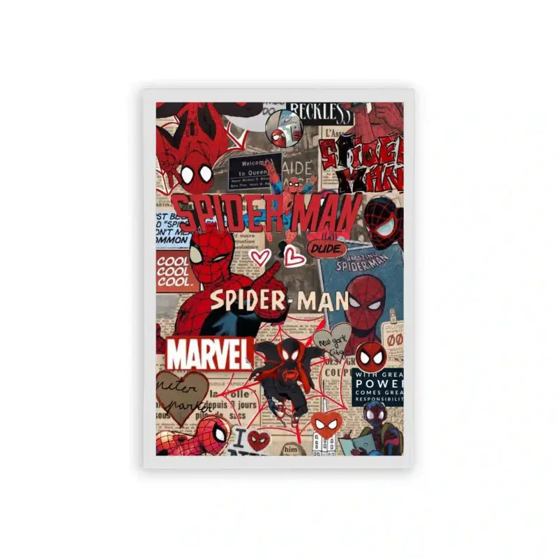 Spiderman 'Graphic Adventure' Framed Poster White Hard Fiber