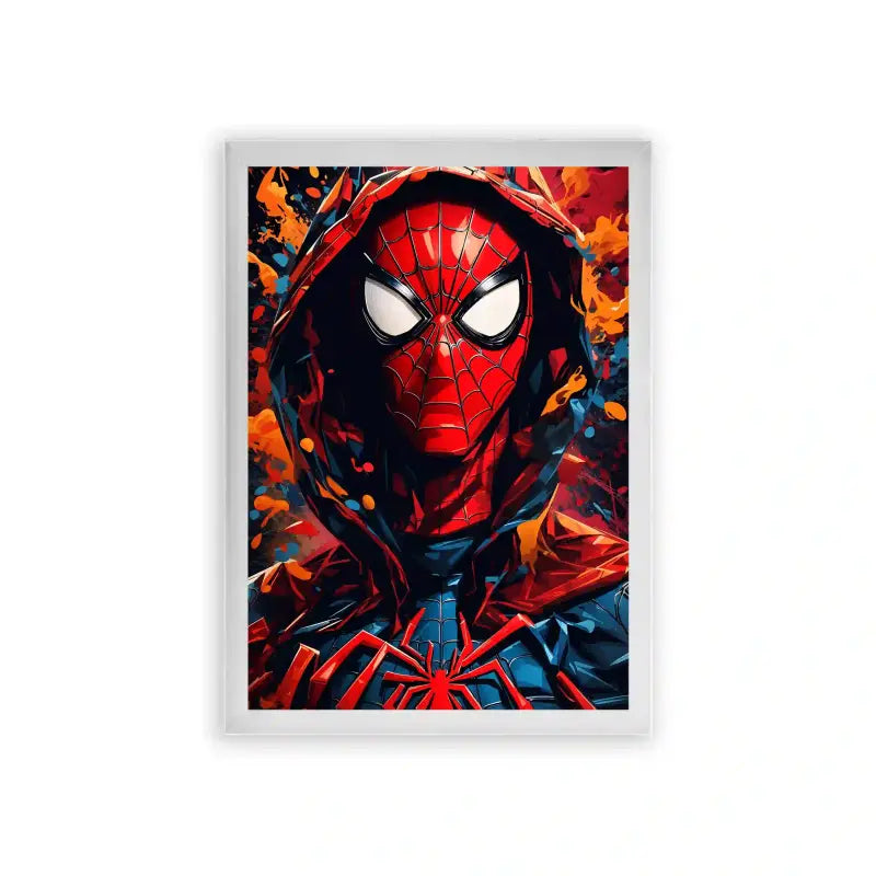 Spiderman 'A Hero's Resolve' Framed Poster White Premium Wood