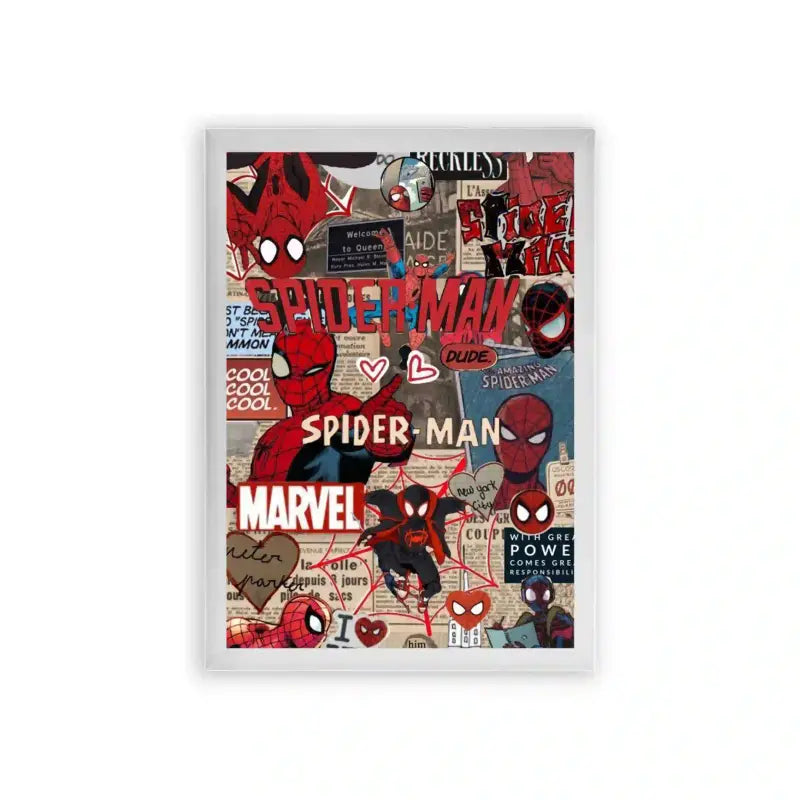 Spiderman 'Graphic Adventure' Framed Poster White Premium Wood