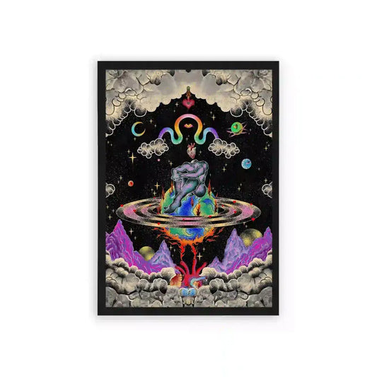 Spirits 'Cosmic Reverie' Framed Poster Black Hard Fiber