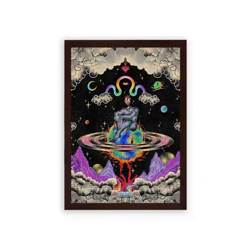 Spirits 'Cosmic Reverie' Framed Poster Brown Premium Wood