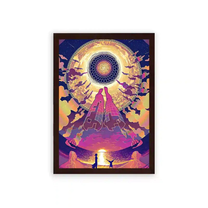 Spirits 'Galactic Ascension' Framed Poster Brown Premium Wood