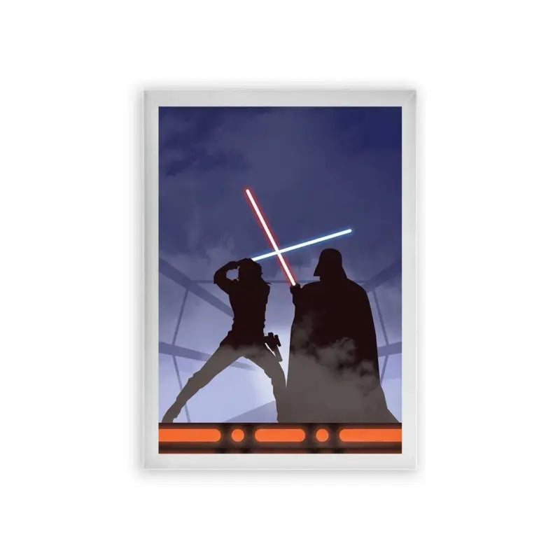 Star Wars 'The Epic Encounter' Framed Poster White Premium Wood