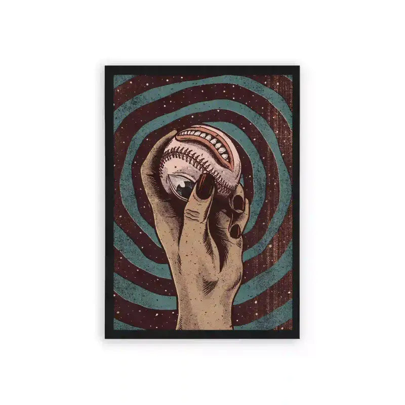 Surreal 'Celestial Clutch' Framed Poster Black Hard Fiber