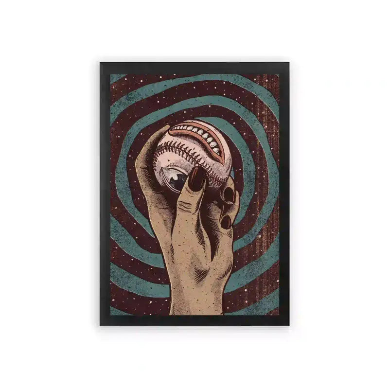 Surreal 'Celestial Clutch' Framed Poster Black Premium Wood