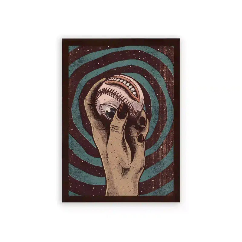 Surreal 'Celestial Clutch' Framed Poster Brown Premium Wood