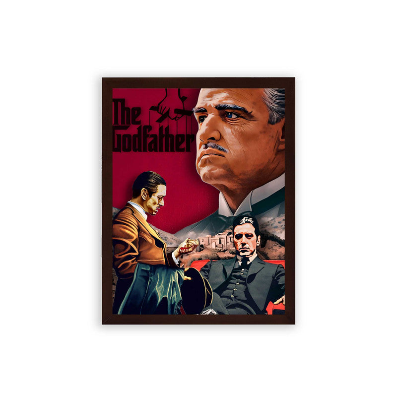 The Godfather 'The Mob Monarch' Framed Poster Brown Premium Wood