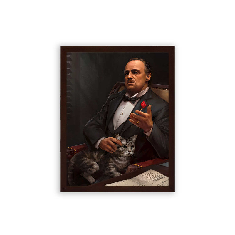 The Godfather 'The Patriarch's Presence' Framed Poster Brown Premium Wood