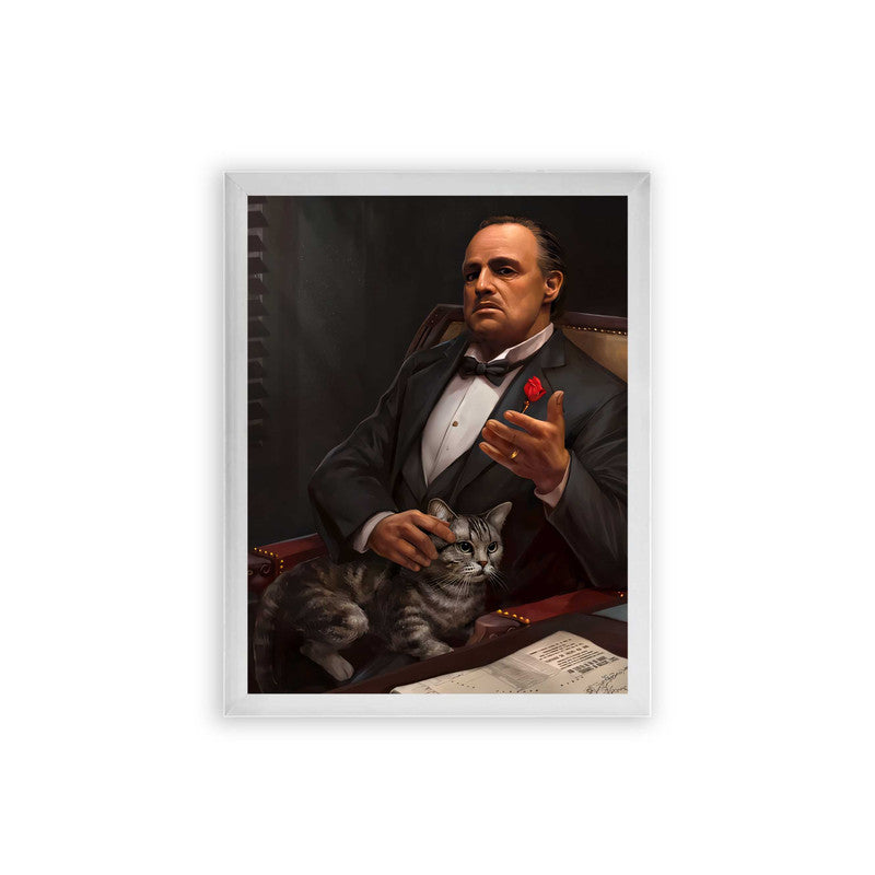 The Godfather 'The Patriarch's Presence' Framed Poster White Premium Wood