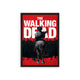 The Walking Dead 'Crimson Surviva' Framed Poster Black Hard Fiber A poster of 'the walking dead' featuring a silhouetted figure on horseback with a weapon, set against a bold red background with dark, ominous details suggesting a post-apocalyptic theme.