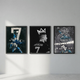 Cristiano Ronaldo 3-piece framed poster set with Bicycle Shot, Crown of the Greatest and Fall Seven Times hung as a gallery wall