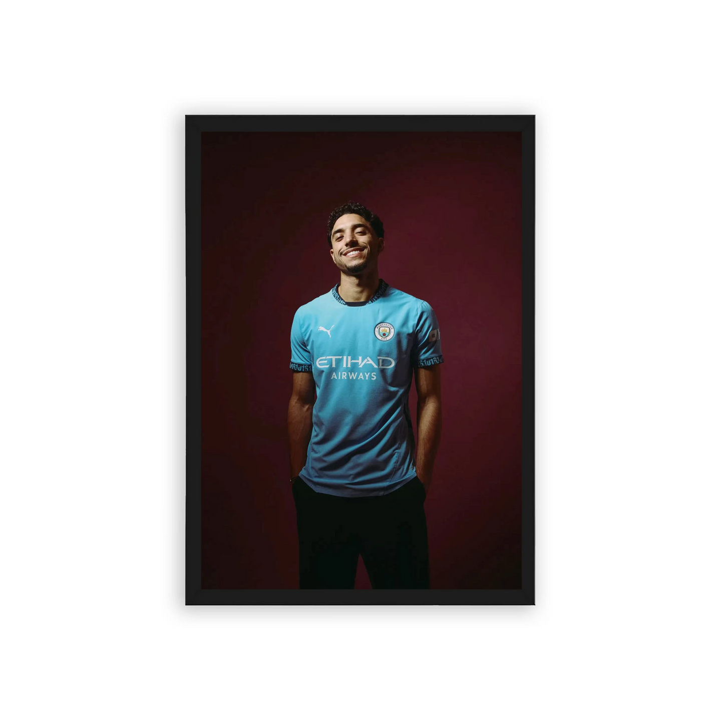 Omar Marmoush 'Marmoush on a Mission' Framed Poster Brown Premium Wood 