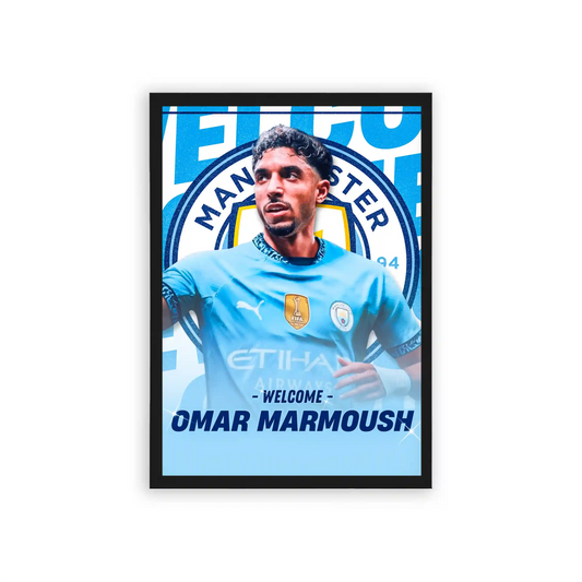 Omar Marmoush 'Game Changer' Framed Poster Brown Premium Wood 