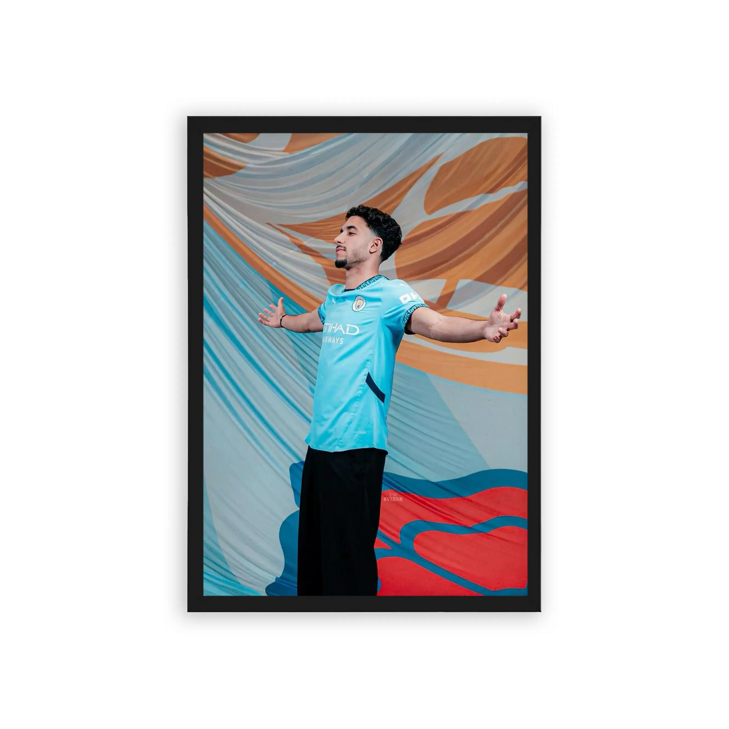 Omar Marmoush 'Unstoppable' Framed Poster Brown Premium Wood 