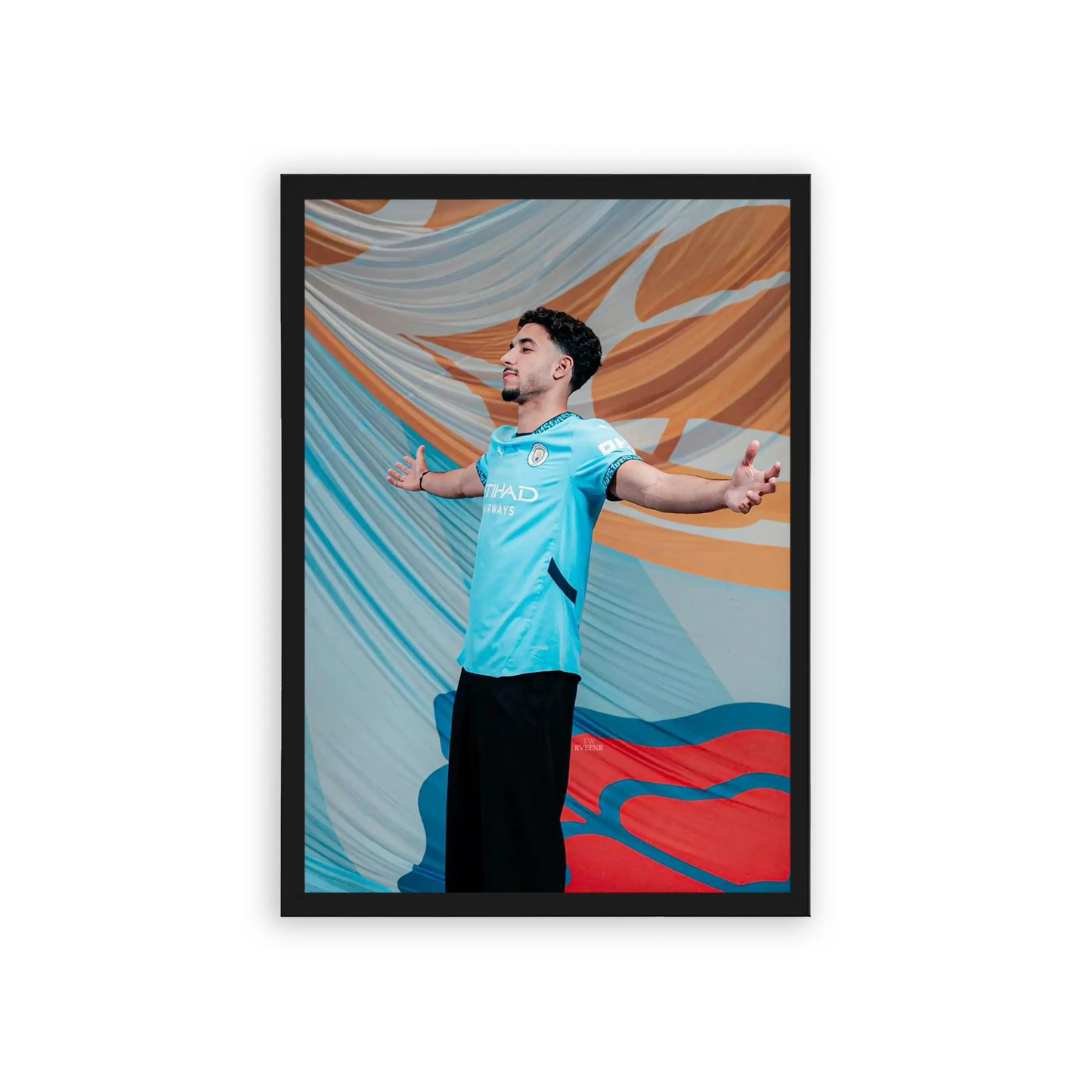 Omar Marmoush 'Unstoppable' Framed Poster Brown Premium Wood 