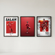 Mo Salah 3-piece framed poster set with Red Glory, The Master of Celebration and You Will Never Walk Alone hung as a gallery wall