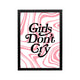 Girls Don’t Cry pink and black retro typography poster for bedroom dorm vanity or workspace