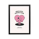 Pink self love social club poster with black retro typography and cute heart on blush background for bedroom or dorm