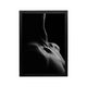 Black and white abstract figure study with deep contrast and negative space for modern hallway or office decor
