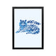 Blue tiger Meow print with ice-blue palette and navy typography, preppy Y2K style for bedroom dorm or workspace