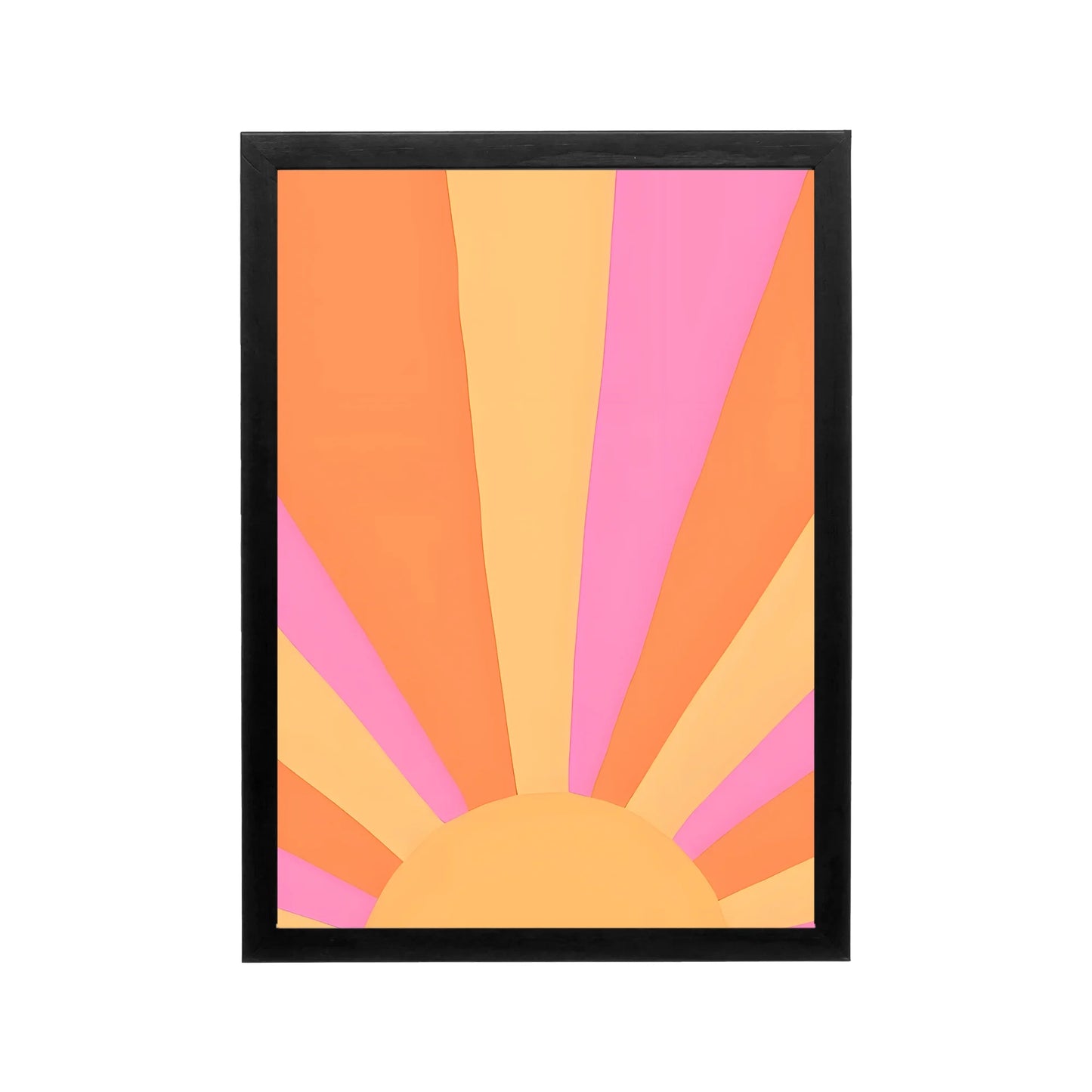 Retro sunburst wall art in peach, pink, and yellow for a preppy Y2K bedroom, dorm, vanity, or workspace