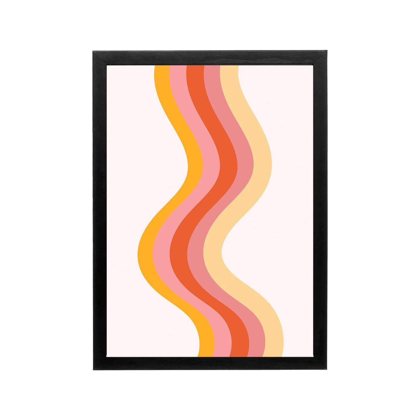 Pastel retro wave abstract art in yellow, pink, coral, and peach for bedroom, dorm, vanity, or workspace
