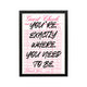 Pink and black You Need To Be guest check typography print for bedroom dorm vanity or workspace