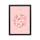 Pink disco sphere wall art with sparkles in preppy Y2K style for bedroom, dorm, vanity, or workspace