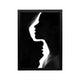 Black and white silhouette portrait with dramatic contrast for minimalist living room or hallway wall art