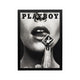Framed black and white Playboy cover art with bold contrast and vintage editorial style for modern wall decor