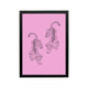 Pink tiger line art on hot pink background, preppy Y2K wall art for bedroom, dorm, or workspace