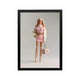 Blush pink preppy Y2K doll fashion print in black frame for bedroom, dorm, vanity or workspace