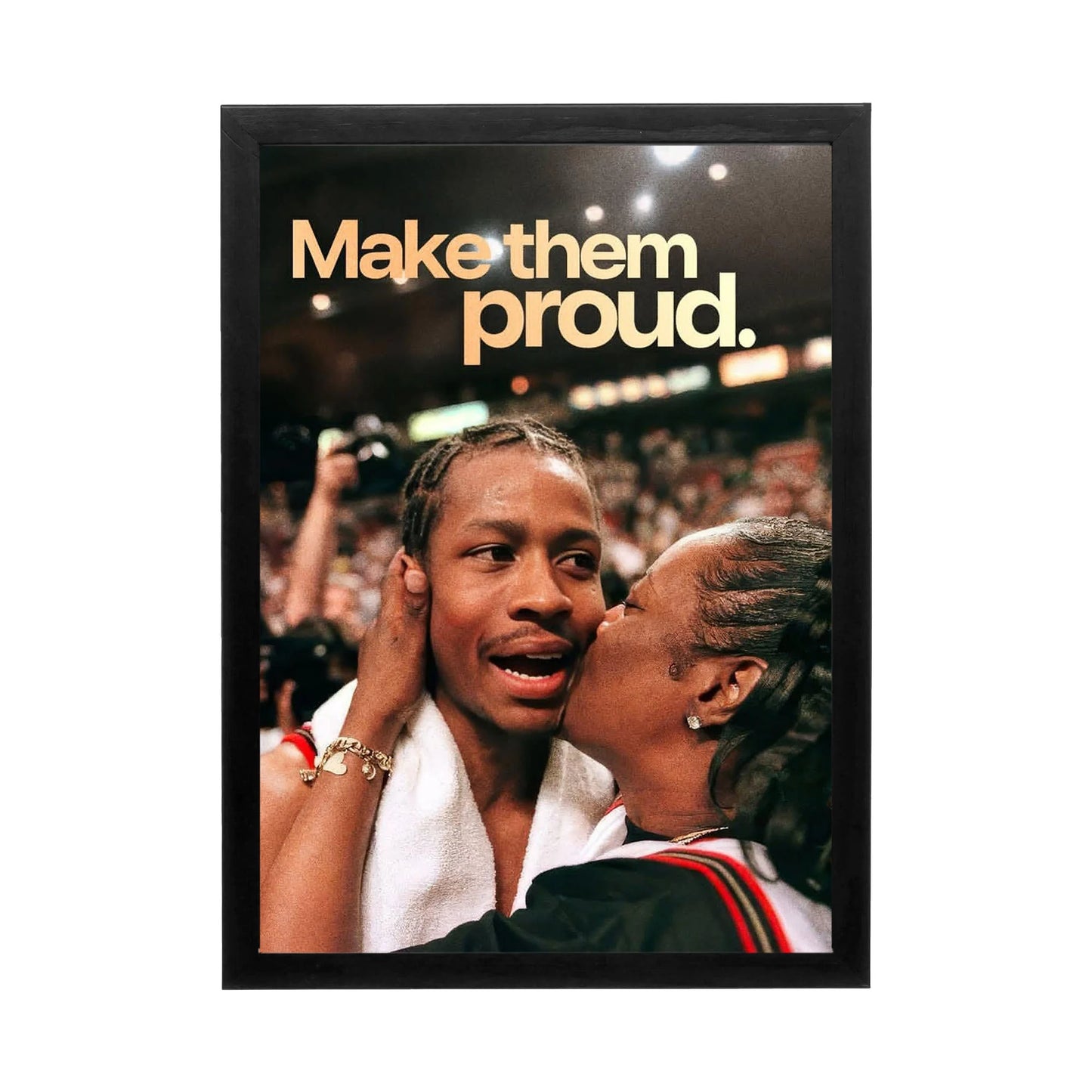 Emotional moment wall art featuring a celebrated athlete in dynamic lighting perfect for an inspiring home office.