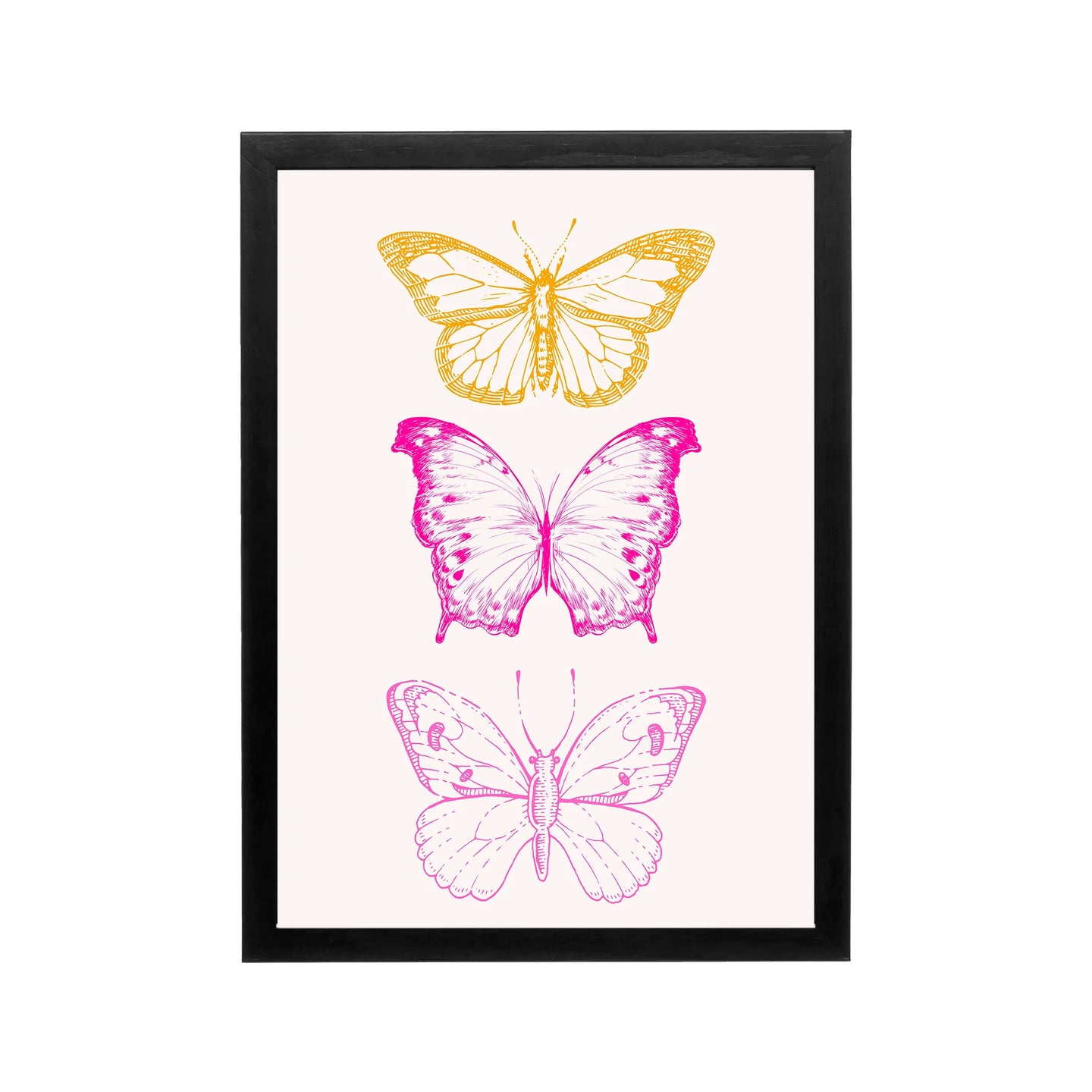 Pink and gold butterfly wall art on blush background, preppy Y2K style for bedroom, dorm, or vanity
