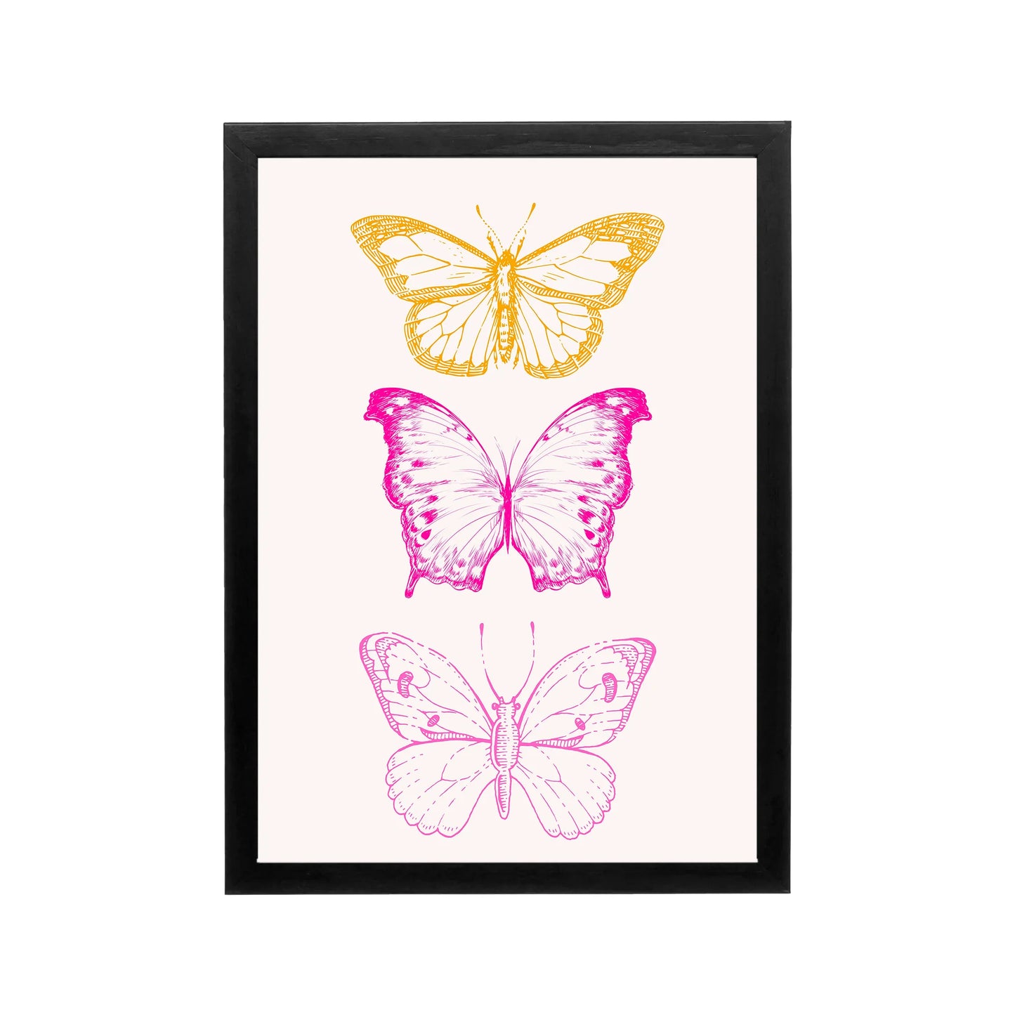 Pink and gold butterfly wall art on blush background, preppy Y2K style for bedroom, dorm, or vanity