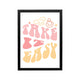 Pastel Take It Easy typography poster in pink and yellow, preppy Y2k style for bedroom or dorm