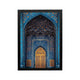 Ornate blue and gold Arabian wall art for an elegant Ramadan living room or majlis decor.