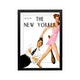 Framed The New Yorker collage poster in black white and pink, retro typography, preppy Y2K style for bedroom or dorm