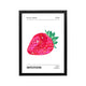 Pink strawberry print with Intuition text, green leaves, white background, retro preppy style for bedroom or dorm decor