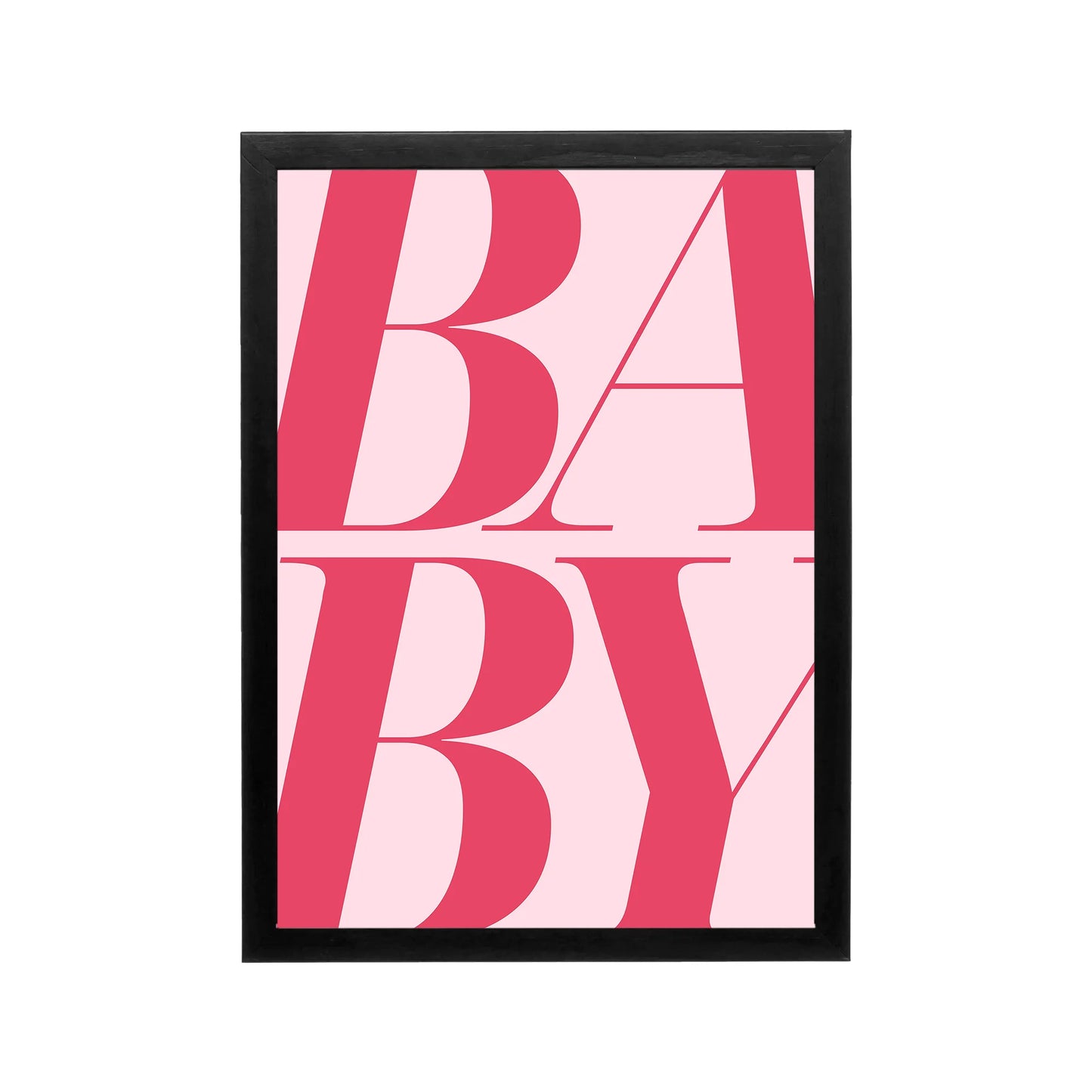 Pink BaBy typography poster in bold Y2K style for bedroom dorm vanity or workspace