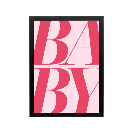 Pink BaBy typography poster in bold Y2K style for bedroom dorm vanity or workspace