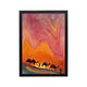 Dark framed Arabian Nights wall art with silhouetted camels against orange and pink desert sky for Ramadan majlis or prayer space