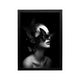 Black and white portrait with butterflies in a framed monochrome style for modern bedroom or hallway wall decor