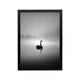 Black and white swan in misty lake tones, minimalist editorial wall art for a calm living room or hallway