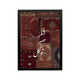Red Arabic calligraphy wall art featuring ornate gold details, perfect for an elegant Ramadan living room or majlis.