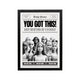 Black and white You Got This affirmation poster with bold typography and glam doll imagery for dorm or bedroom wall art
