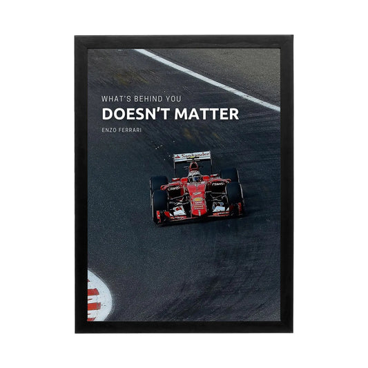 Racing car wall art with dramatic colors and lighting, perfect for a modern office or creative workspace.