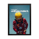 F1 driver wall art featuring a bold red racing suit and helmet, dynamic lighting for a motivational office or workspace.