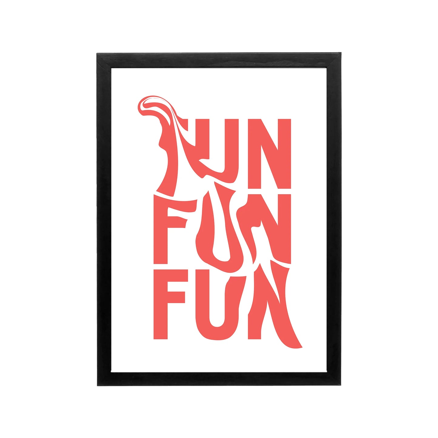 Coral Run Fun typography poster with retro Y2K style on white, bold preppy wall art for bedroom or dorm