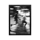 Black and white blurred runners in motion, high-contrast editorial print for modern living room or hallway